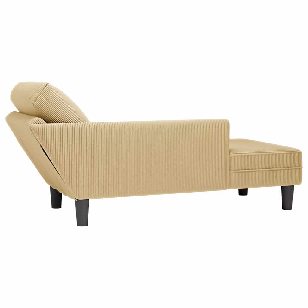 Grey Green Cord Chaiselongue with Cushion