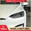 For TESLA Model X 2017-2024 Car Headlight Smoked Black TPU Protective Film Front Light Tint Change Color Sticker Accessories