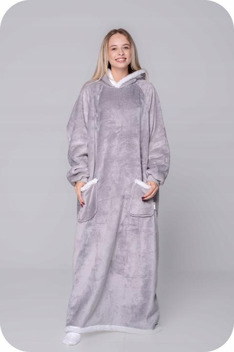 Decke Oversize Pullover Warm Dicke Deckenpullover 2in1 XXL Grau Fell [Kb-Xl1]