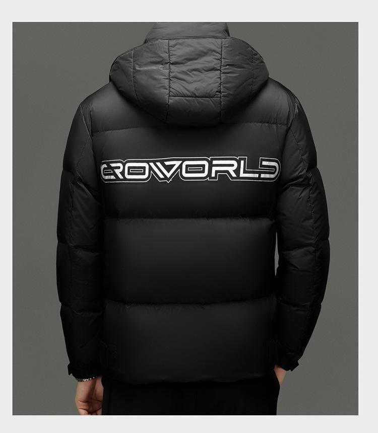 Men's 2025 Winter Fashion Down Jacket, Thick and Warm with Detachable Hood.