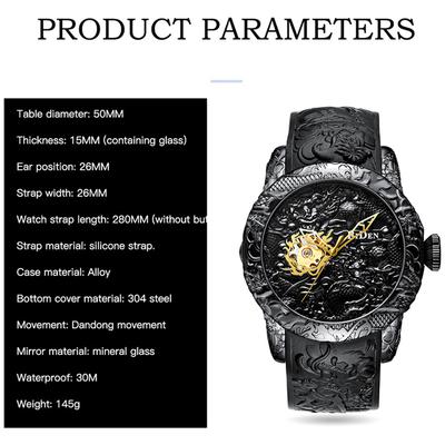 Fashion Gold Dragon Sculpture Mechanical Watches Men Watch Waterproof Big Dial Sport Watches Men Watch Top Brand Clock 2025 Gift