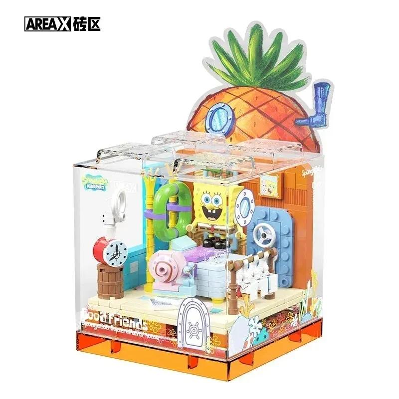 Spongebob Building Blocks Pineapple House Restaurant Anchor House Tree House Room Model Bricks Desktop Ornaments Kids Toys Gift
