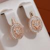 Vintage Zircon Drop Earrings 585 Rose Gold Women Luxury Oval Geometric Classic Hoops Earrings Fashion Wedding Jewelry Earrings