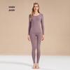 Ensemble d'automne pour femmes en pur coton uni: Couche de base, Pull, Pantalon, Sous-vêtements chauds fins pour filles