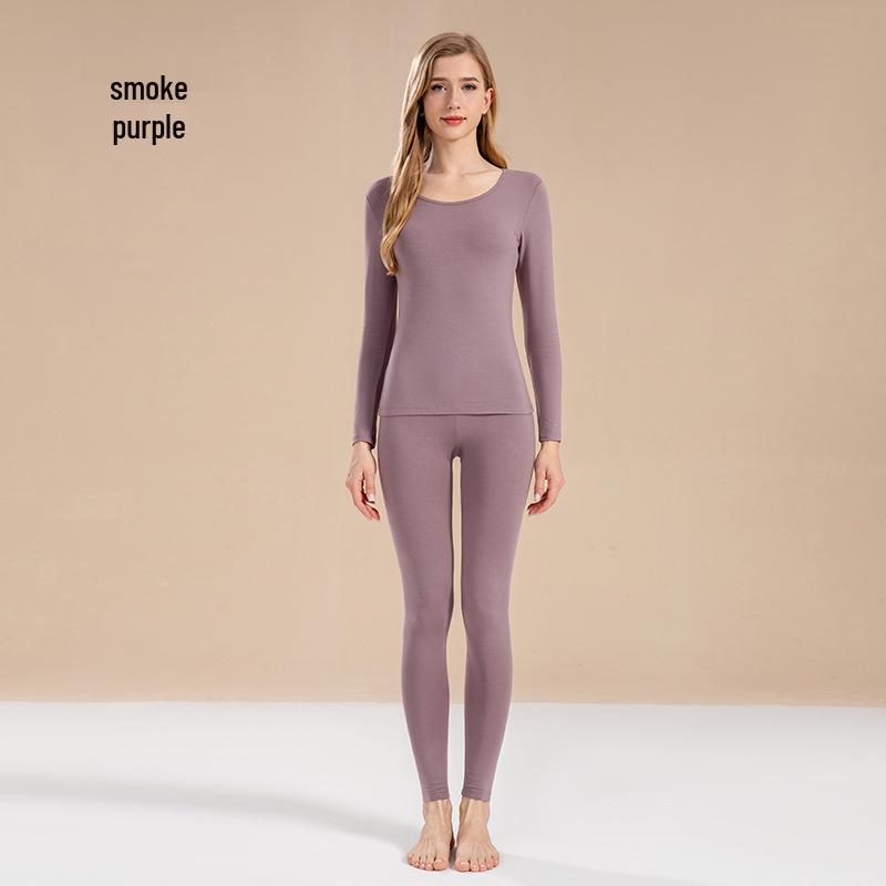 Ensemble d'automne pour femmes en pur coton uni: Couche de base, Pull, Pantalon, Sous-vêtements chauds fins pour filles