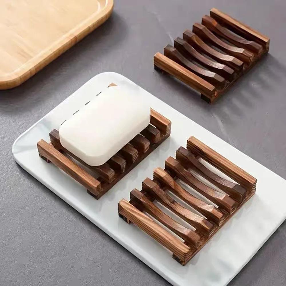 Wooden Natural Soap Box Soap Dishes Tray Creative Wooden Prevent Mildew Drain Box Storage Soap Rack Kitchen Bathroom Accessories