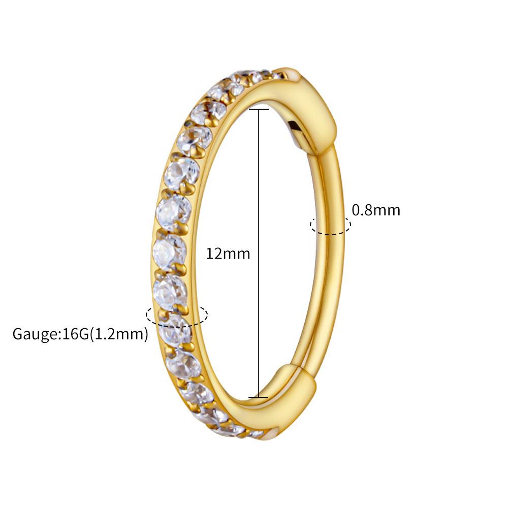 Rechter Großer ASTM F136 Titan Schlanker Huggie Creolen Ohrring 16G CZ Knorpel Helix Ohrläppchen Scharnier Ohrring Piercing Körperschmuck