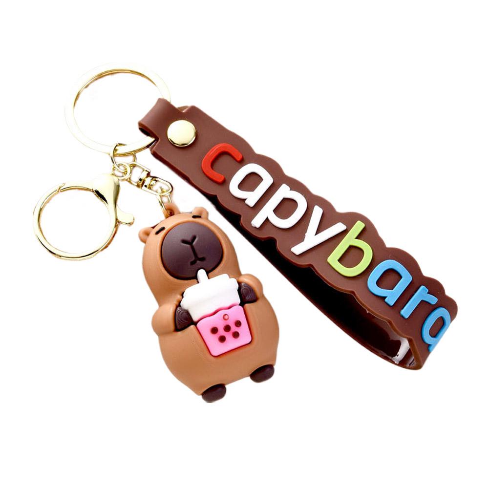 Capybara PVC Pendant Simulation Capybara PVC Keychain Cute With Turtle Anime Keyrings Bag Pendant
