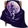 Astronaut Mond Flanell Überwurfdecke – Kosmisches Weltraumdesign, Weiches Kuschel-Fleece für Zuhause, Büro, Sofa & Auto – Ganzjahresnutzung