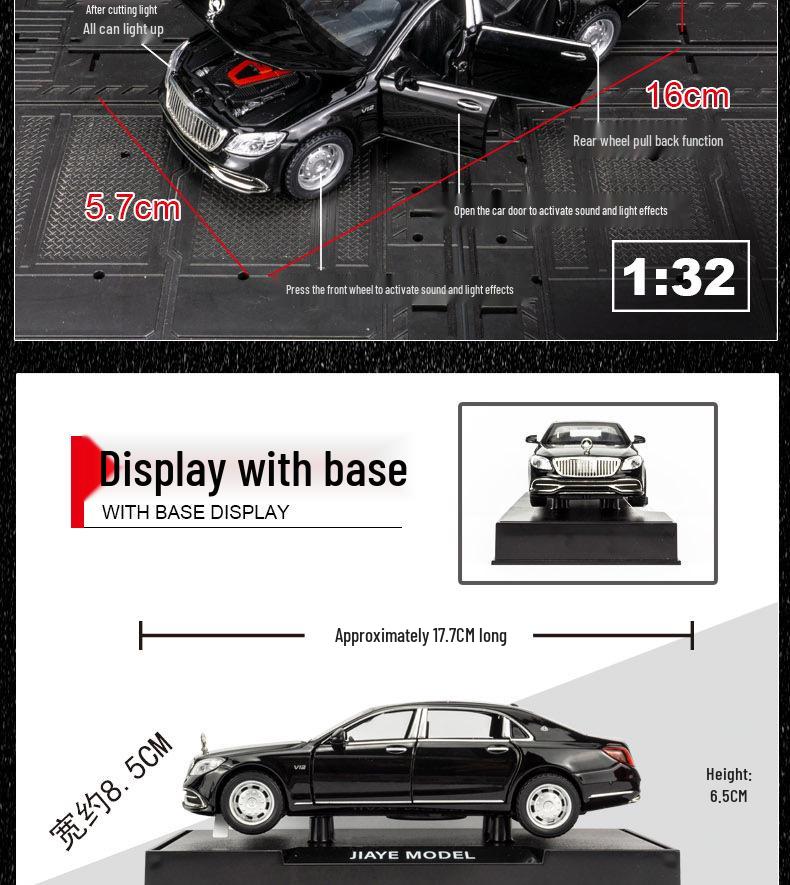 Jiaye VB32683 Big Ben Maybach S650 Alloy Model S-Class Sedan Pull-Back Toy Car