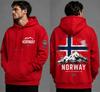 Bluza z kapturem męska, Bluza z długim rękawem z grafiką gór i flagi Norwegii, Jesienno-zimowa, Casualowa, Outdoor, Uliczna, Z kapturem