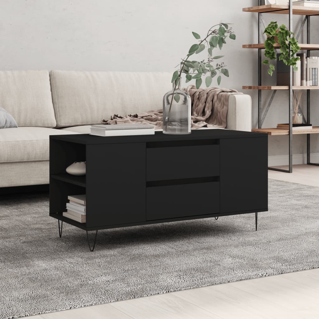 Coffee Table, Black, 102x44.5x50 Cm, Wood-based Material