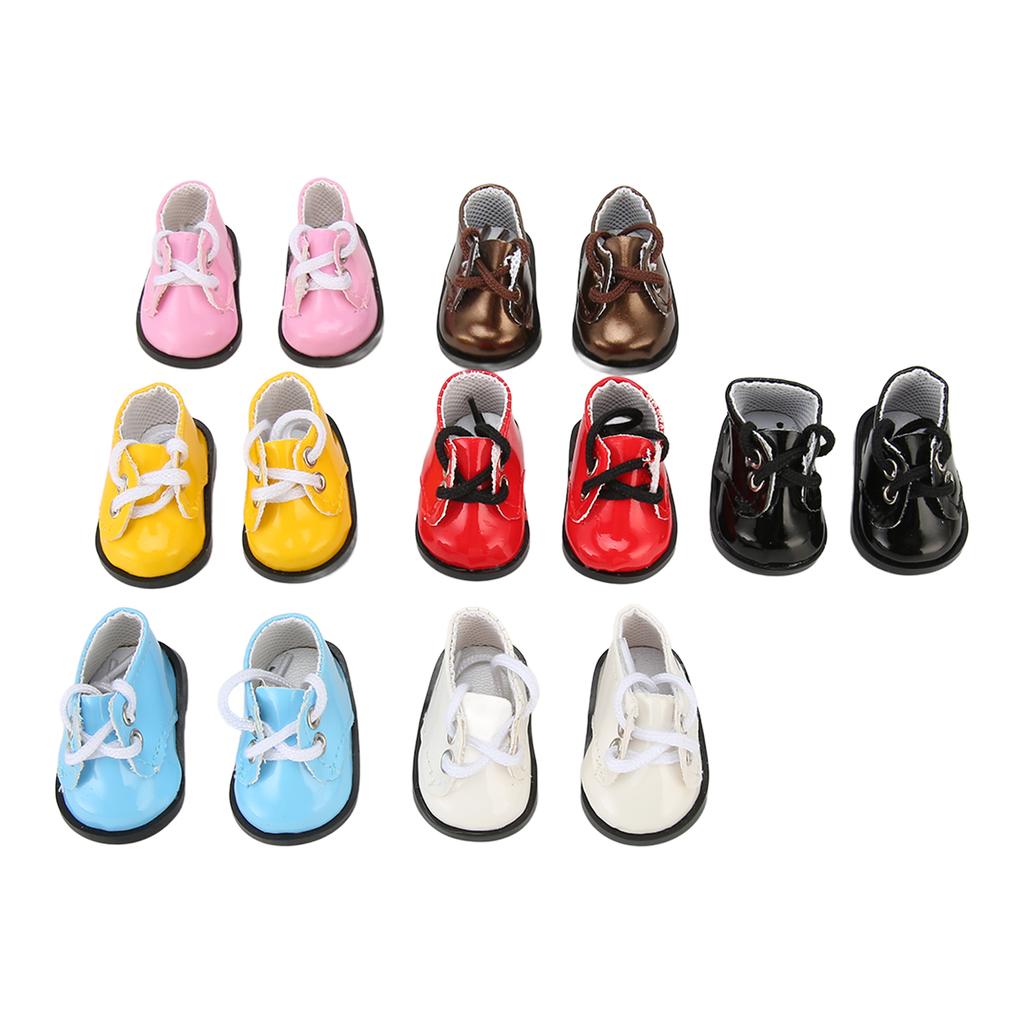 7 Pairs Doll PU Leather Shoes Bright Leather Casual Ball Jointed Plush Doll Dress Cute Doll Shoes