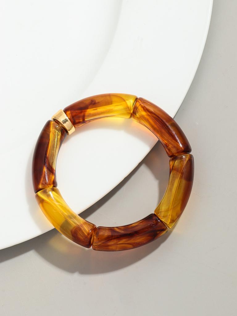 Bohomia Acryl-Design-Stil, klobiges, stapelbares Bambus-Armband für Frauen, Boho, elastisch, bunte Röhrenperlen-Armbänder, 2024 Schmuck