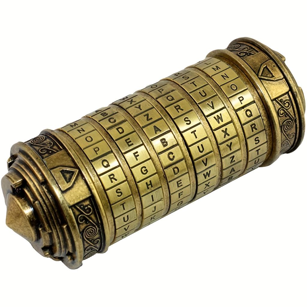 Vintage Golden Retro Cylinder Lock Box with Combination Dial, Secure Jewelry, Ring Storage, Ideal for Wedding Bands  Keys,