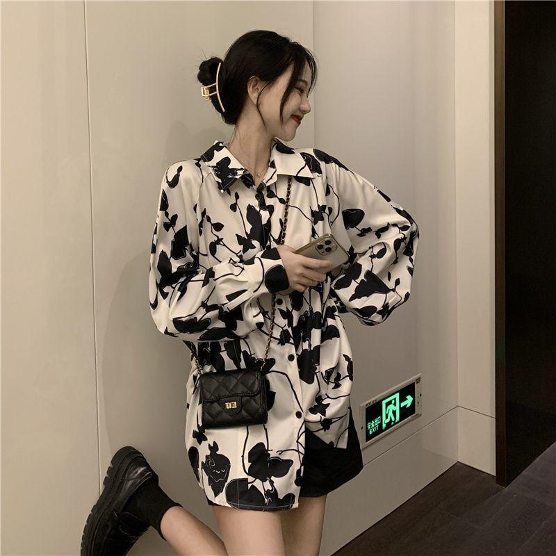 Lazy Style Shirt for Women with Hong Kong Style Retro Charm and A Sense of Design Chic Long-sleeved Slightly Mature Top