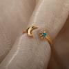 Simple And Luxurious Moon Opening Ring, Octagonal Star Shaped Women'S Ring, Personalized Star And Moon Ring, Fashionable And Elegant Accessory.
