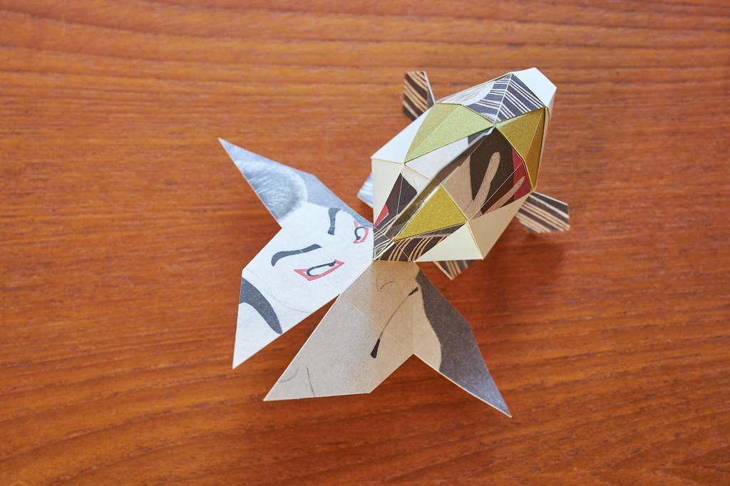[Paper Craft] KAKUKAKU Ukiyo-e Goldfish by Toshusai Sharaku, Edobei of Otani Oniji III [InteriorMade in Japan]