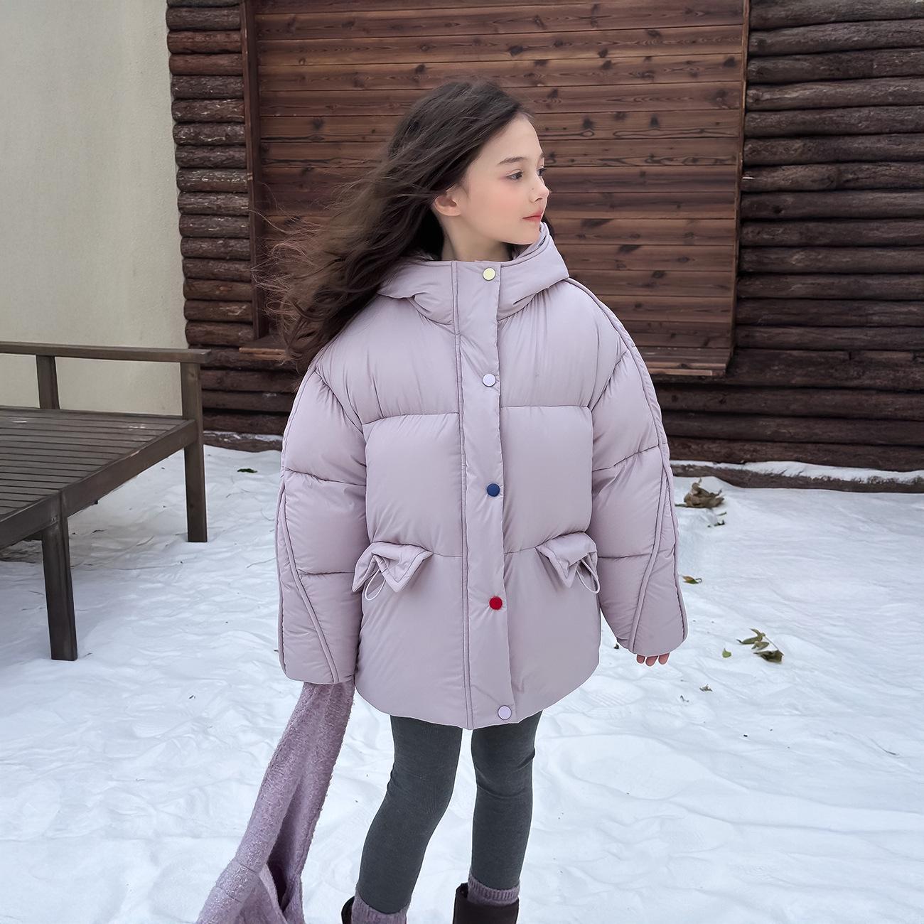 

Yuchen Children s White Duck Down Jacket - 2025 Winter Warm Thickened Top Size 130 світло-фіолетового кольору