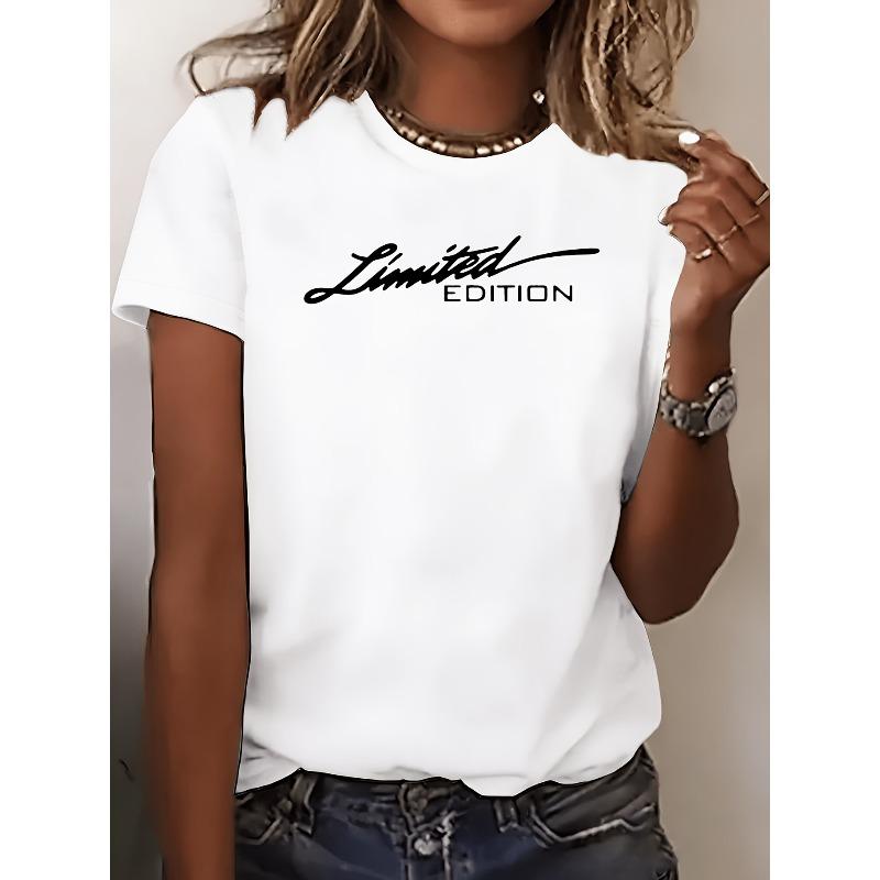 

Women s Turquoise Turquoise Blue Elegant Round Neck Short Sleeve T-Shirt - Limited Edition Cursive Lettering & Numbered Print S белый
