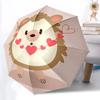 1pc Hedgehog Hearts Automatic Open/Close Umbrella with One-Touch Button, Compact Folding Canopy, Sturdy 8-Rib Windproof Design S44