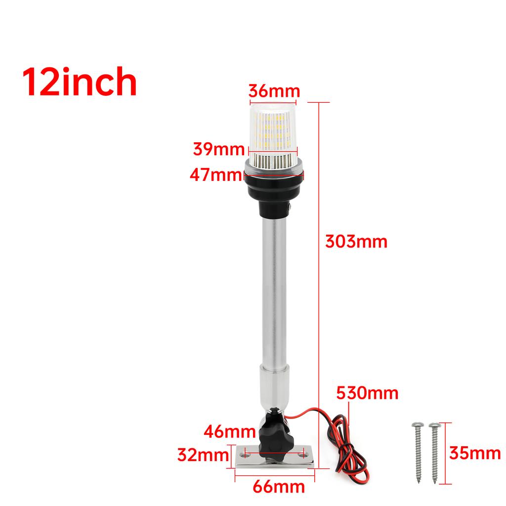 12Inch Fold Down Boat LED Navigation Light for Yacht Marine Navigation Anchor Light 12V Sailing Signal Light 360 Degree Round 7