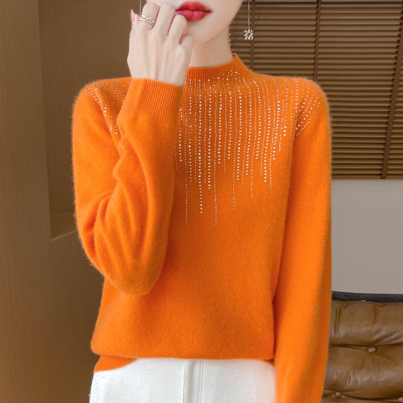 Women's Cashmere Sweater Qinghe Cashmere 30% Cashmere 70% Wool Autumn and Winter Pullover Warm and Fashionable