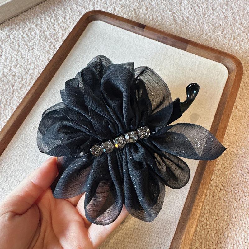 

Корейский черный сетчатый бант-твист для хвостика и высокой прически, заколка-банан