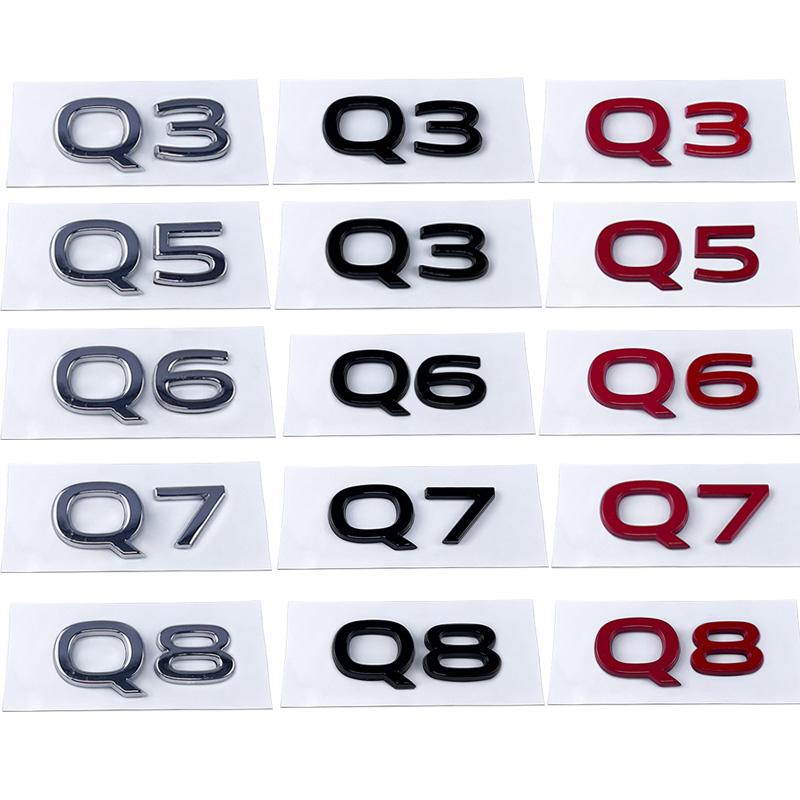 New Metal Car Trunk Emblem Rear Badge for new Q3 Q5 Q6 Q7 Q8 Letter Stickers Body Side Decal Refitting Decoration Accessories