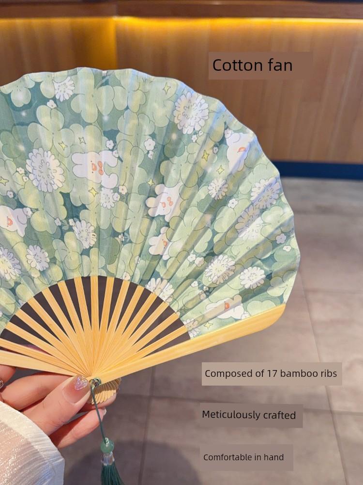 Cute Shell-Shaped Folding Fan for Spring Outings, Hanfu Photoshoots, New Chinese Style, Summer Cooling, Daily Use, Portable Small Folding Fan