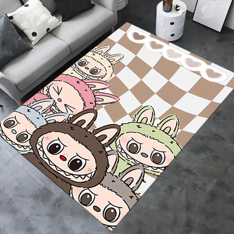 1pc LABUBU, Cute, Cartoon Office Carpet Soft Polyester Entrance Carpet Washable Non Slip Machine Was