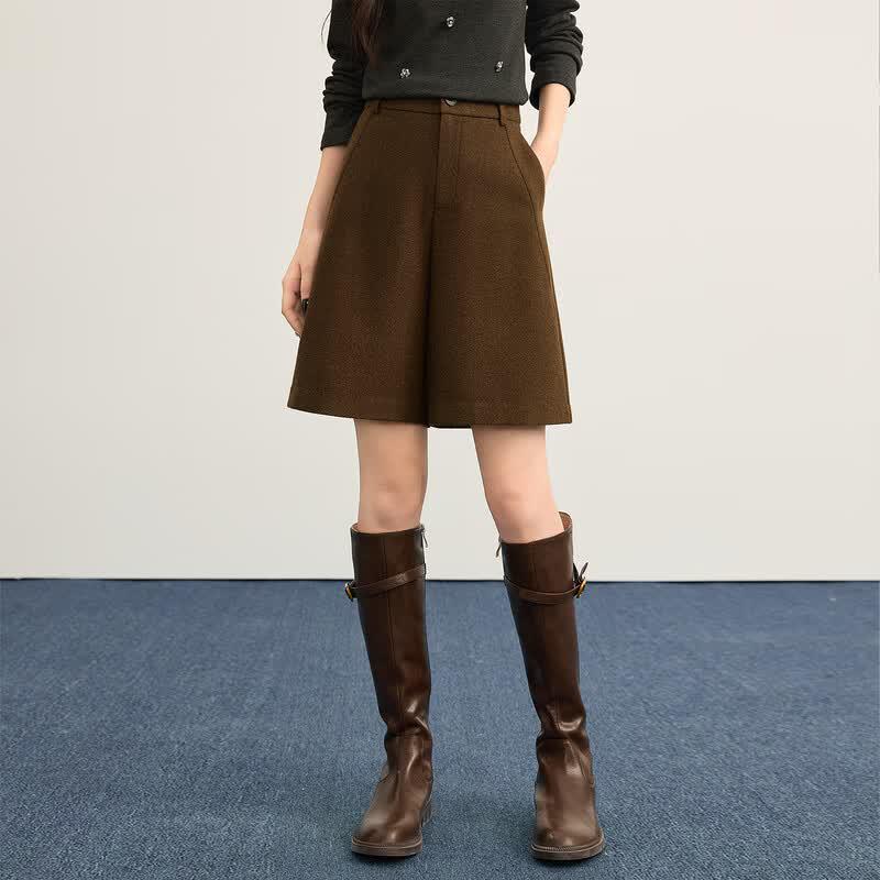 Women`s Wool Blend Straight-Leg Bermuda Shorts