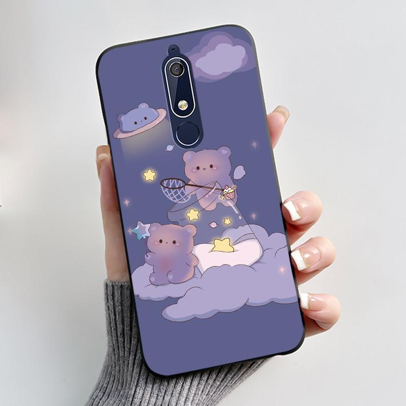 Custodia carina per Nokia 5.1/Nokia 5.1 Plus/Nokia X5/Nokia 5 Cover Shell Stampata Cover Protettiva Silicone Morbido Cartone Animato Nera