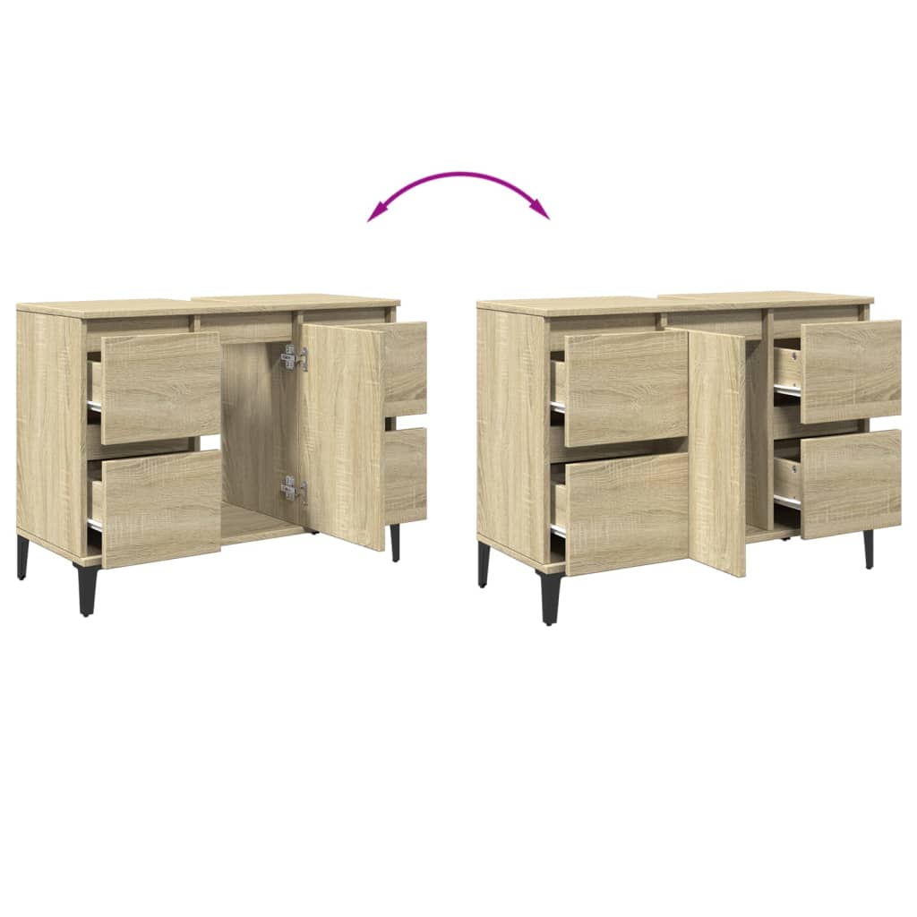 Washbasin Cabinet In Sonoma Oak 80 X 33 X 60 Cm Engineered Wood