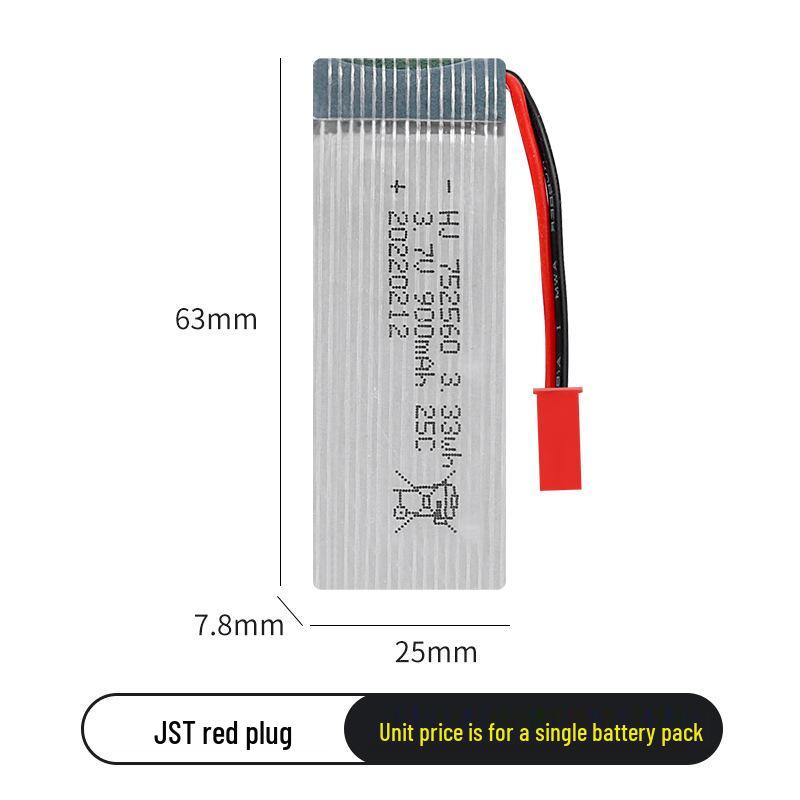 3.7V 900mAh 25C High Rate 752560 Lithium Drone Battery for 8807/8807W Aircraft
