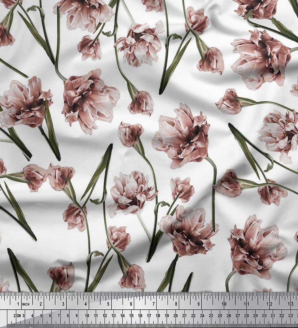 

Тканина Soimoi Японія Креп Сатин Гвоздика Квітковий Принт Швейна Тканина метр 42 дюйма 42 Inch Wide - Poly Crepe білий