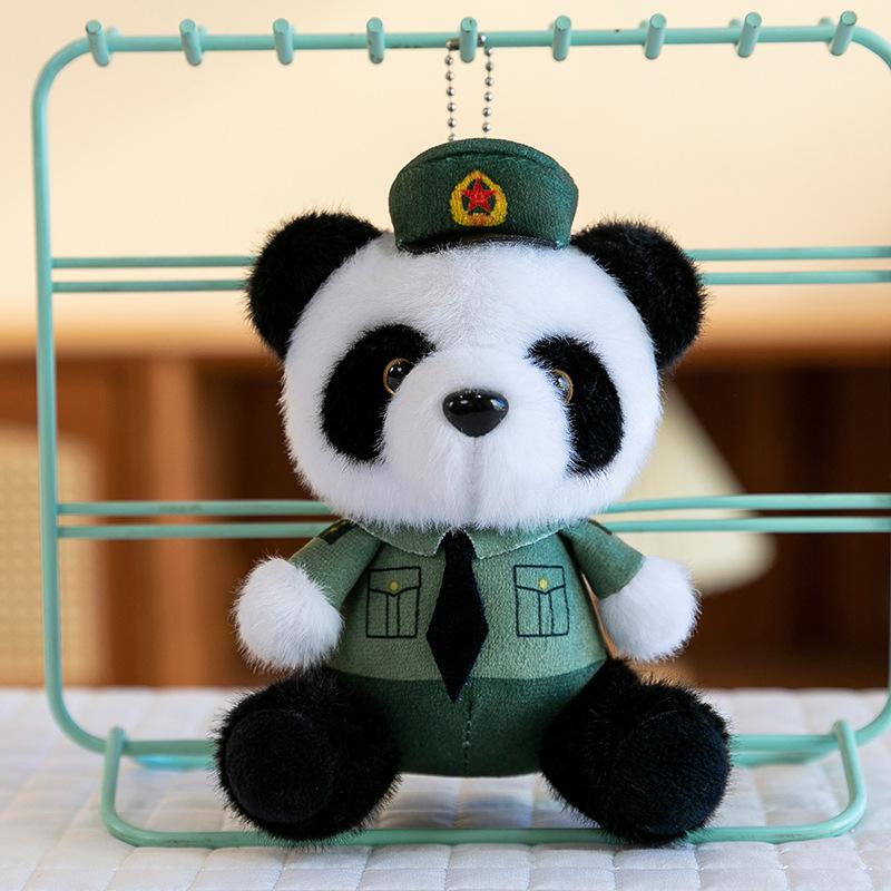 4-inch Cartoon Police Traffic Police Plush Toy Bear Doll Armed Police Medical Keychain Pendant Bag Hanging Ornament Play