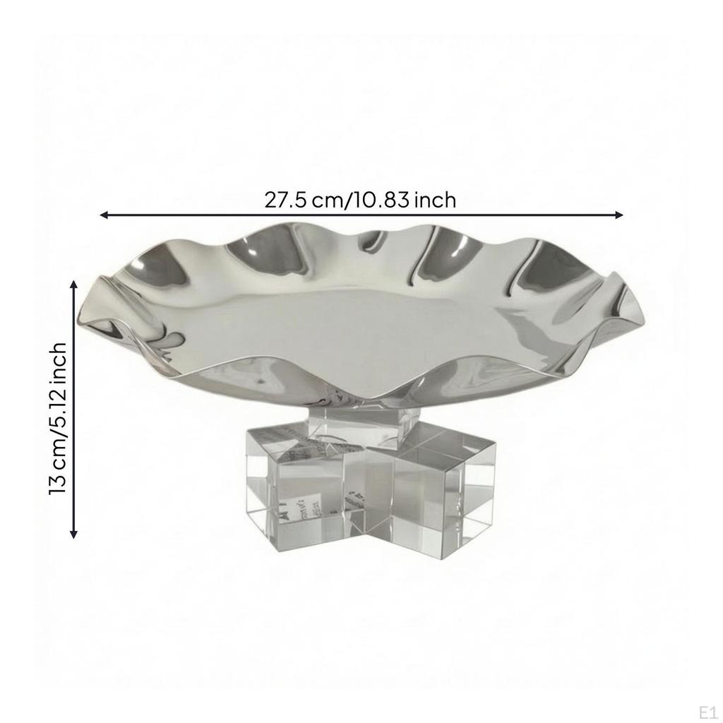 Decorative Tray with Base Stainless Steel Centerpiece Tabletop Ornament for Living Room,
