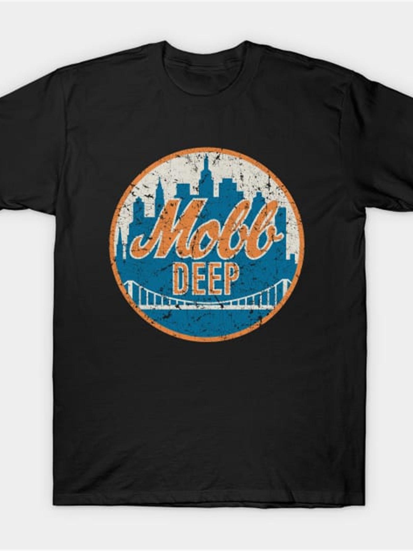 BenberFashion Mobb Deep New York Vintage T-shirt Zomer Casual T-shirt met Korte Mouwen Heren T-shirt Zwart Casual Ronde Hals Katoenen T-shirt L