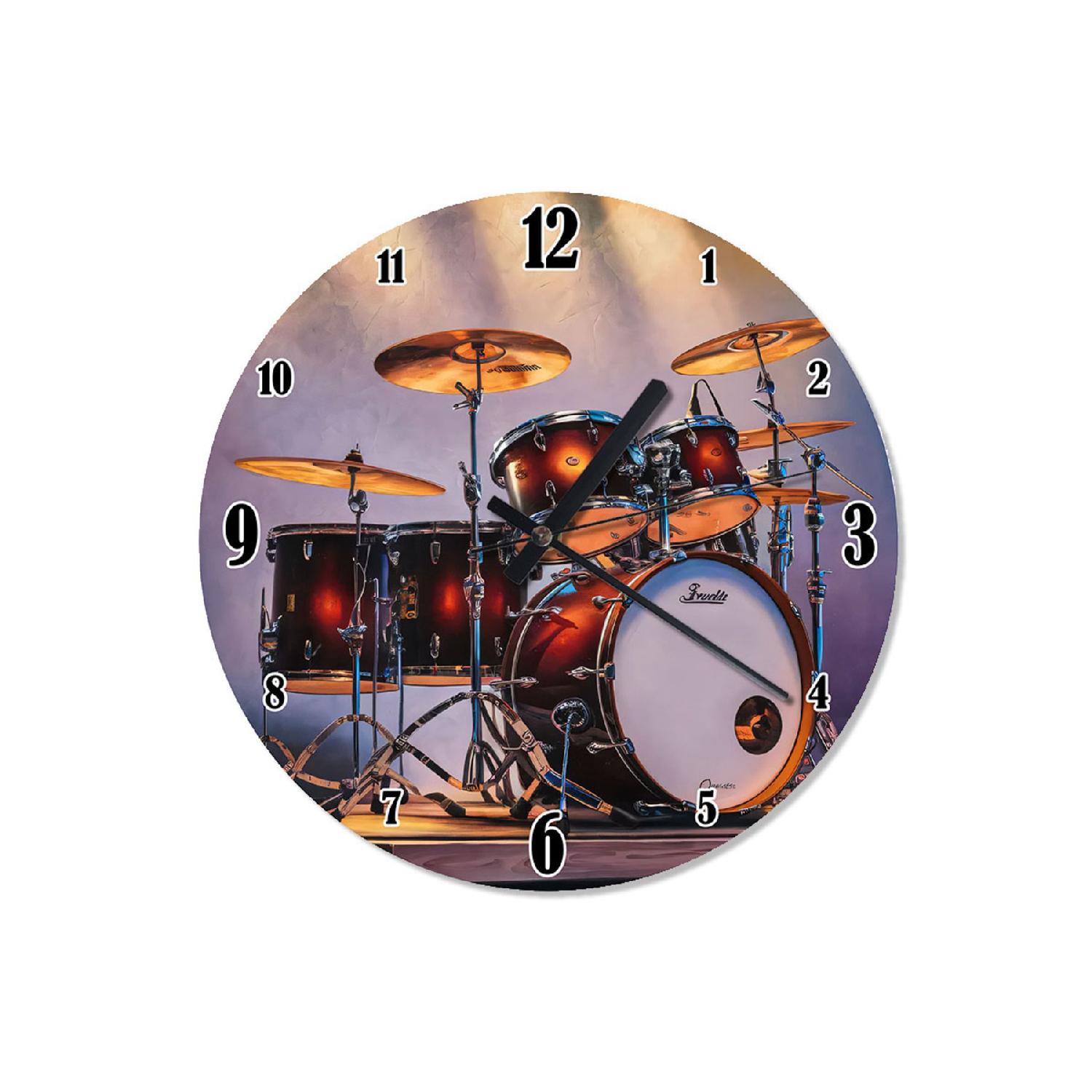 

Drum Set Patterned Wall Clock колір синій белл