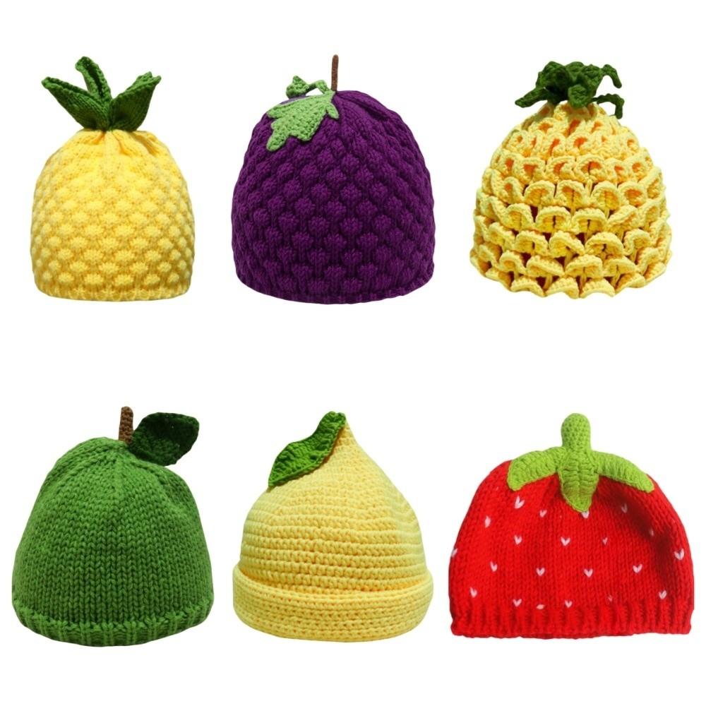 Warm Strawberry Pullover Cap Creative Pineapple Beanie Grape Knitted Fruit Hat  Skiing