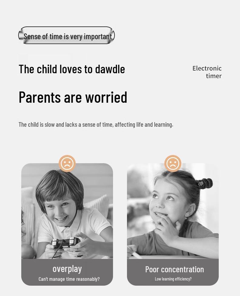Electronic Timer for Student Self-Discipline and Study Management, with Alarm and Kitchen Baking Functions