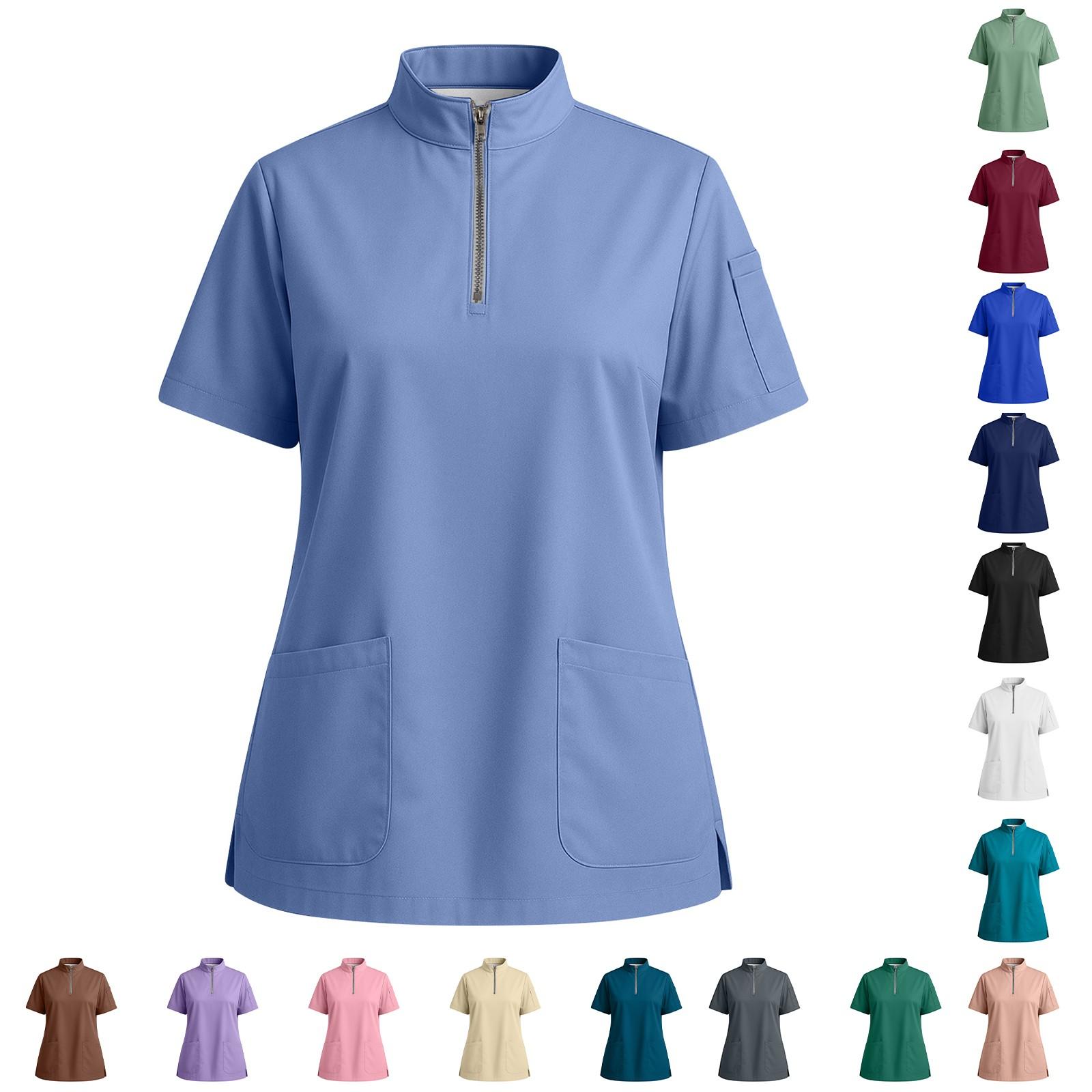 

Women s Short Sleeved Solid Color V-neck Buttonable Side Slit Top T-shirt XXXXXL коричневий