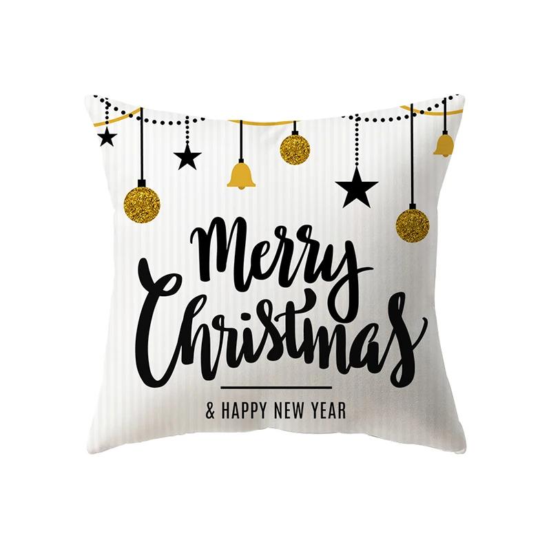 Merry Christmas Decorative Printed Pattern Cushion Cover Home Living Room Sofa  Pillow