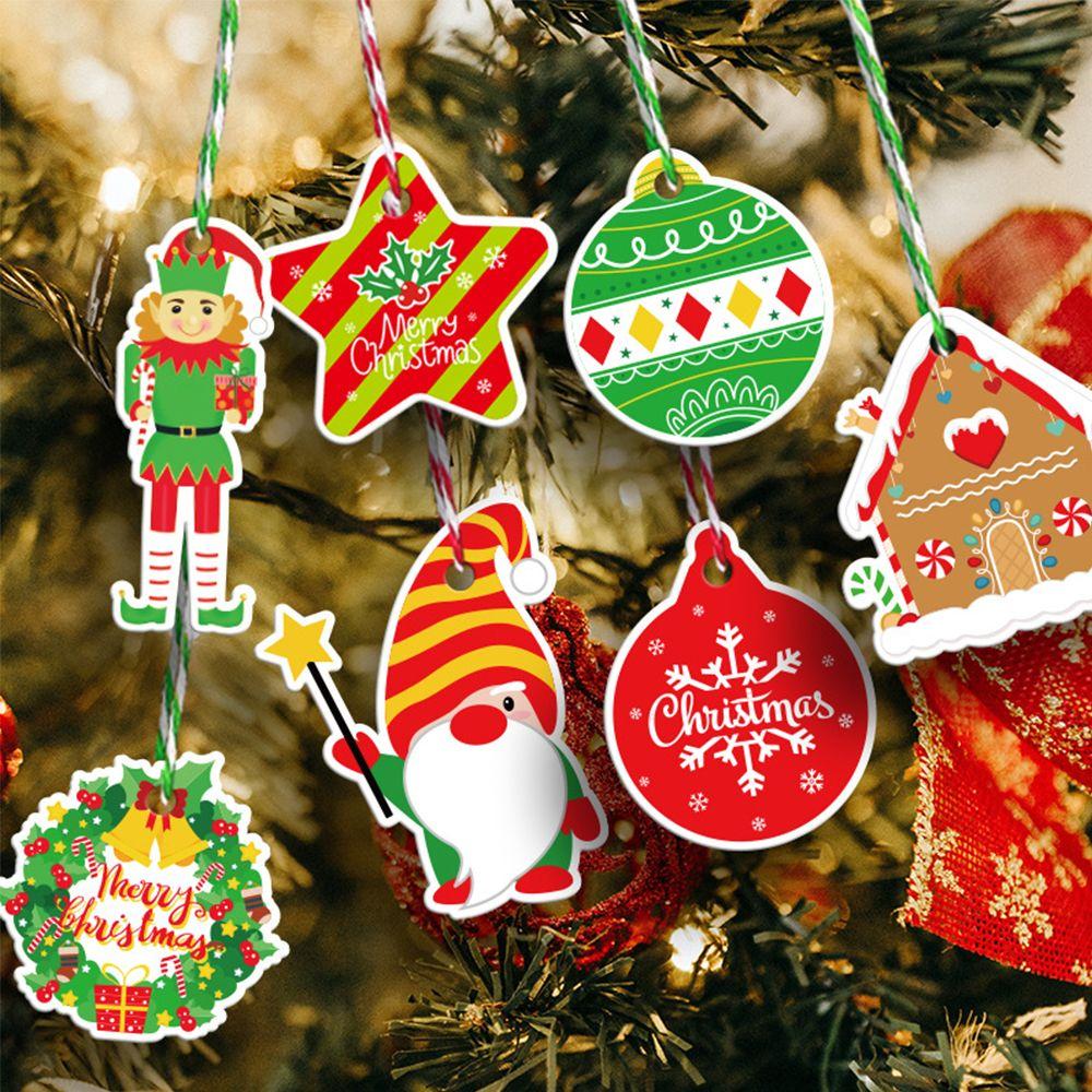 100pcs Santa Claus Kraft Paper Wrapping Supplies Kraft Tag Christmas Labels Hang Tags Gift Wrapping