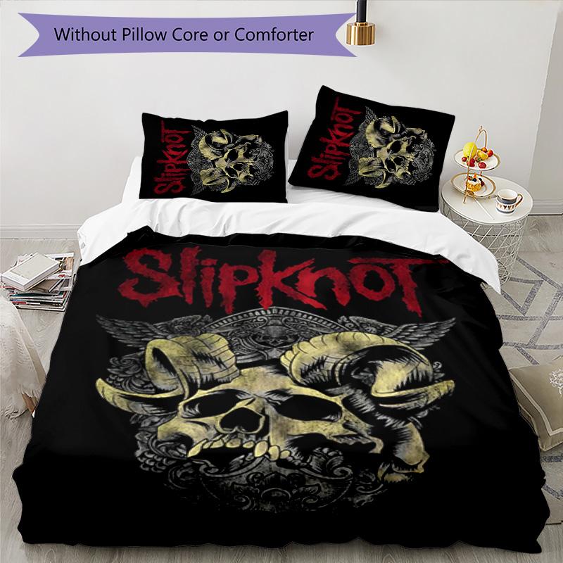 Slipknot 3pcs Bedding Set Duvet Cover Closure Includes 1 Duvet Cover & 2 Pillowcases for All Seasons Bedroom Home Dorm Decor