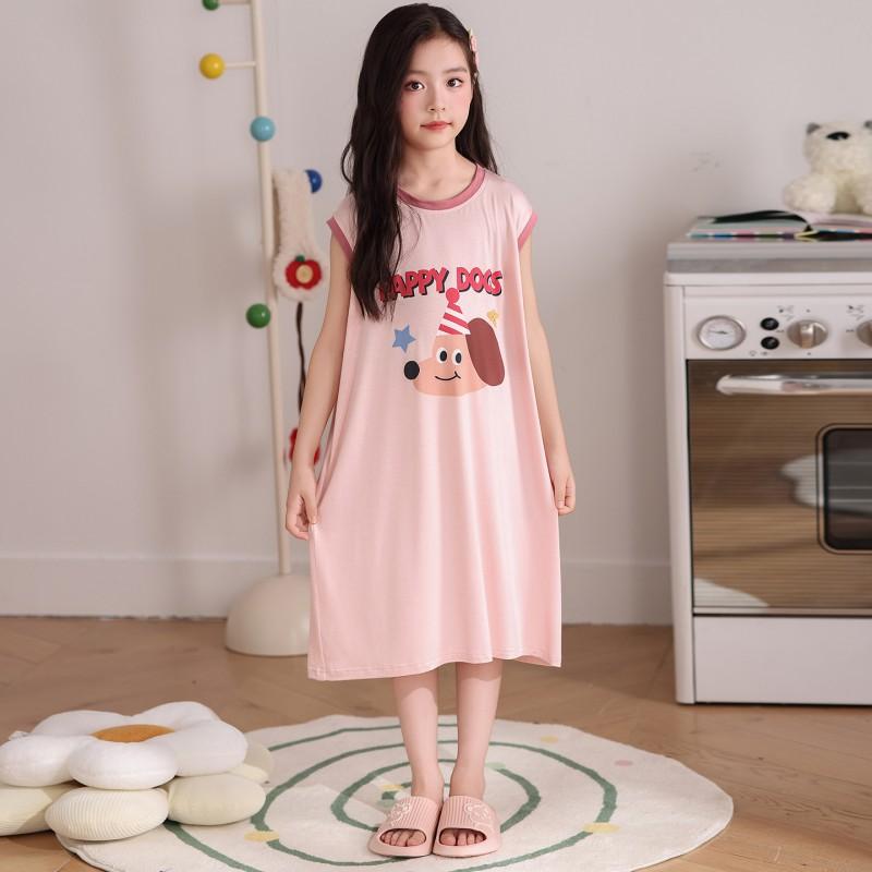 Girls Modal Nightdress Cartoon Print Sleepwear Kids Ages 8 Lightweight Pajama Dress Home Outfit