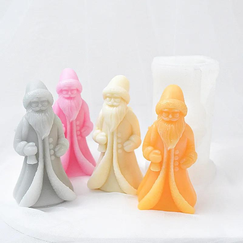 Snowman Santa Claus Silicone Mold Candles Plaster Christmas Ornaments Mould Handmade Soap Resin Gypsum Molds Christmas Tree Mpld