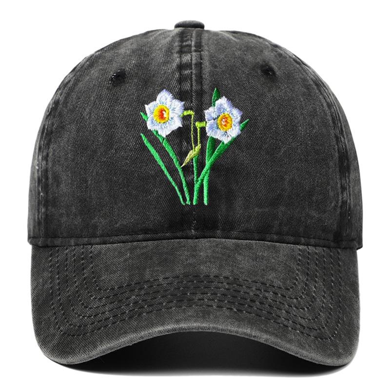 Men's Retro Washed Cotton Embroidered Distressed Dad Baseball Cap with Soft Brim
