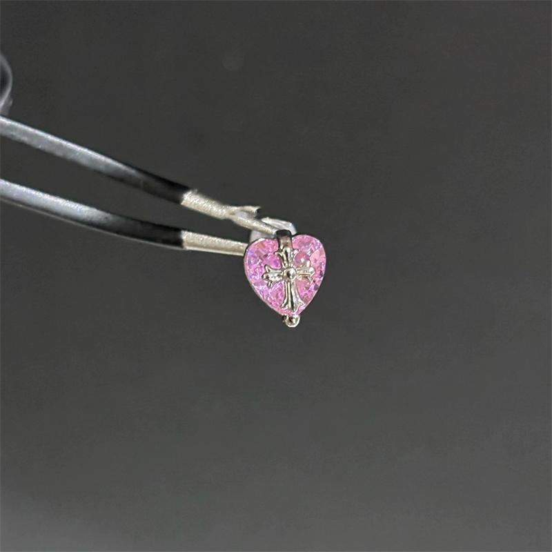 Nuova Moda Ali d'Amore Croce Acciaio Inossidabile Orecchino Osso Auricolare Lucido Zircone Trendy Orecchino a Filo per Donne Piercing Corpo Accessorio